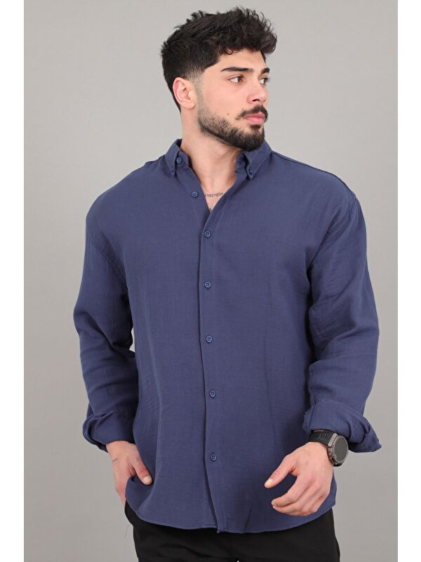 Stilkombin Oversize Müslin Yazlık Uzun Kol Gömlek MRS 202_40417