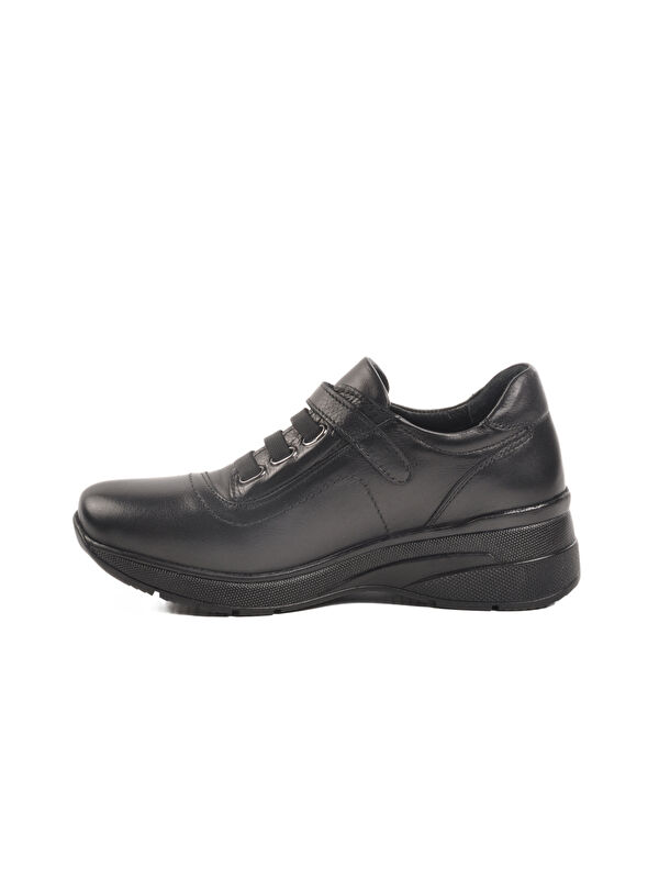 Siyah Hakiki Deri Anatomik Kadın Casual Ayakkabı Z010 Z - Görsel 3