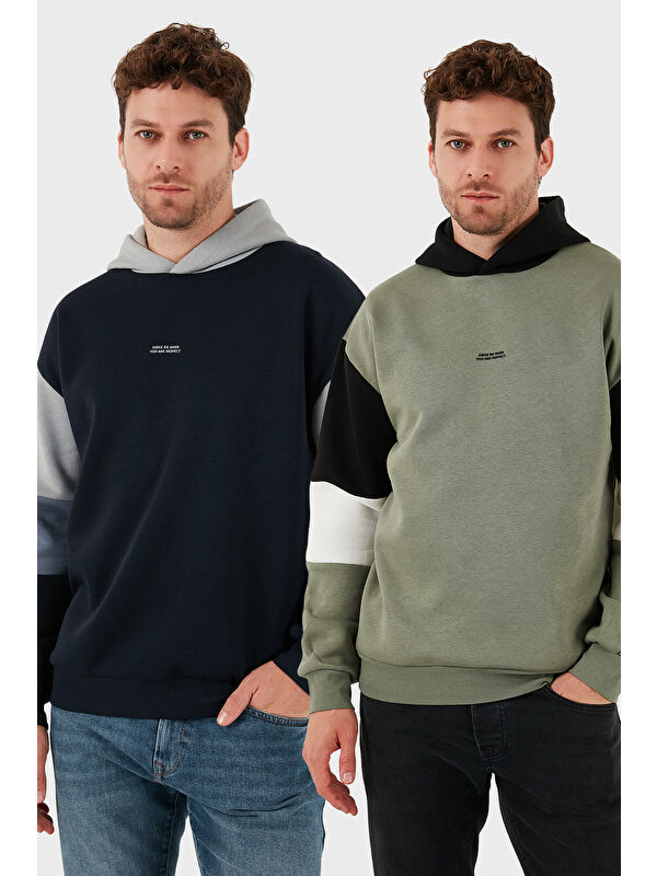 Buratti Pamuklu Relaxed Fit Kapüşonlu İçi Tüylü Yumuşak Şardonlu 2' li Paket Sweat 5905299S2