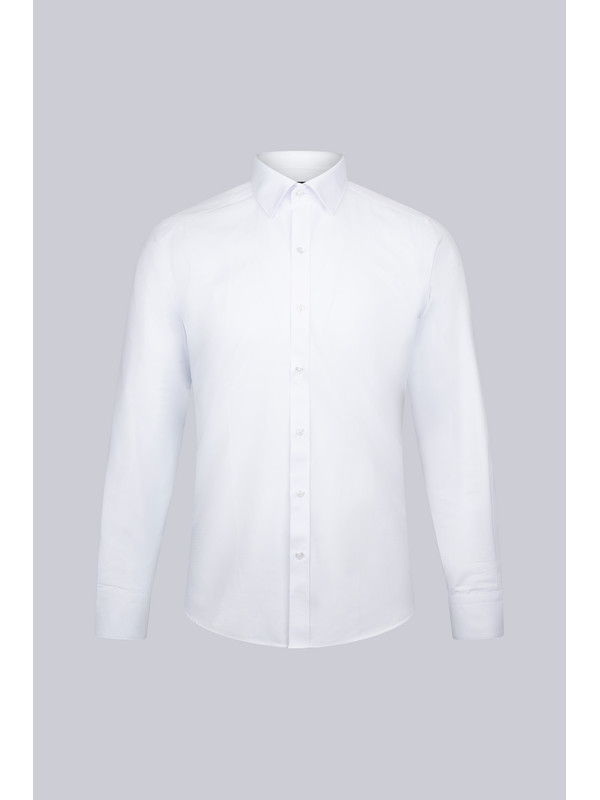 Hatemoğlu Beyaz Slim Fit Desenli Slim Yaka Pamuklu Uzun Kollu Klasik Gömlek