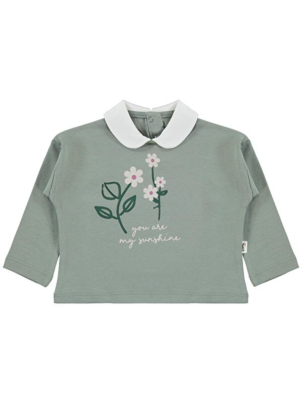 Civil Baby Çiçek Baskılı 6-18 Ay Sweatshirt - Yeşil 6-9 Ay