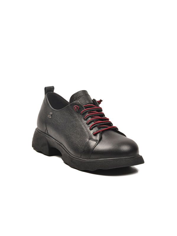 Siyah Hakiki Deri Kadın Casual Ayakkabı 2553801K Z - Görsel 4