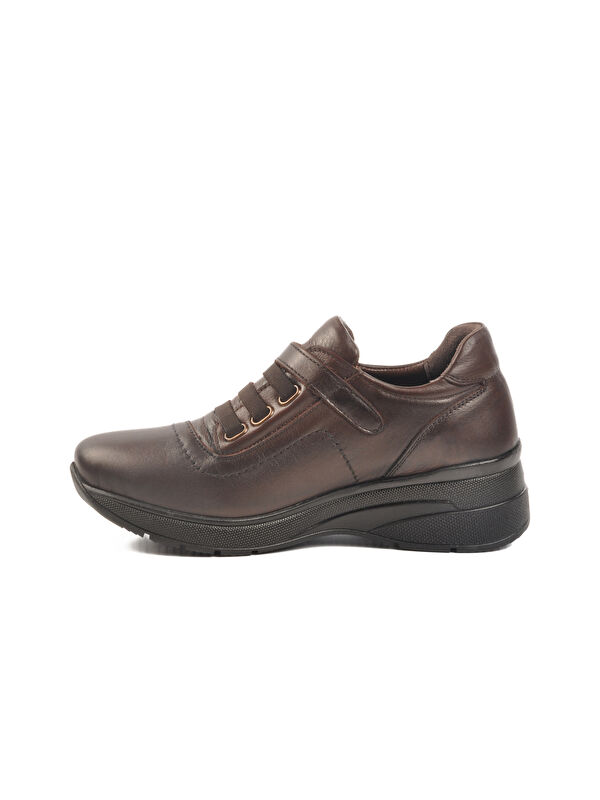 Kahve Hakiki Deri Anatomik Kadın Casual Ayakkabı Z010 Z - Görsel 3