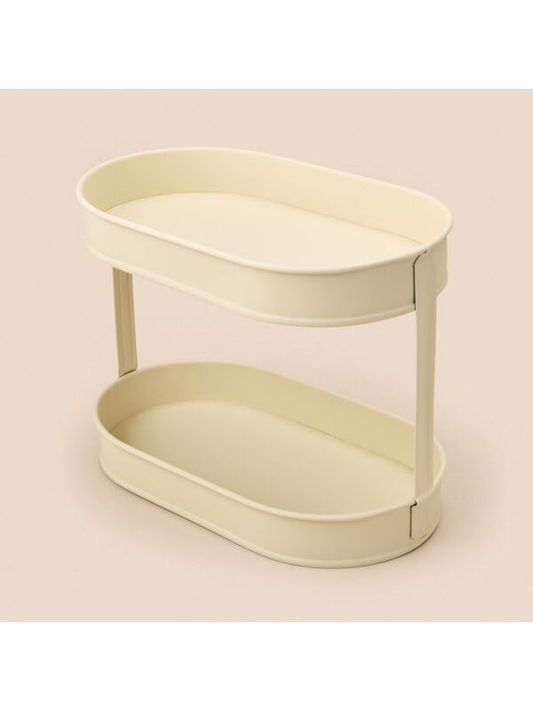 Evidea Bath 2 Katlı Oval Organizer - Krem - 32,5x19 cm