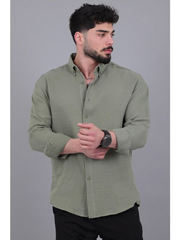 Stilkombin Oversize Müslin Yazlık Uzun Kol Gömlek MRS 202_40417