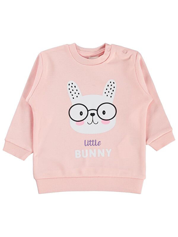 Civil Baby Little Bunny Baskılı 6-18 Ay Sweatshirt - Pudra 12-18 Ay
