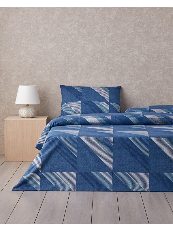 English Home Triangle Flow Kolay Ütülenir Çift Kişilik Nevresim Takımı 200x220 cm Lacivert