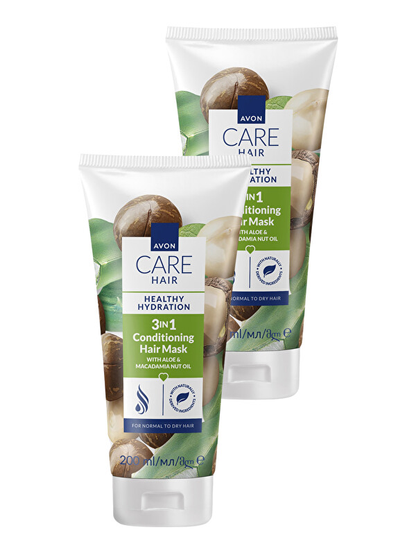 AVON Care Aloe ve Makademya Yağı İçeren 3’ü 1 Arada Saç Maskesi 200ml İkili Paket