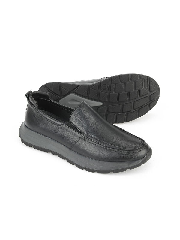 Erkek Hakiki Deri Konfor Ayakkabı 15310Z8082 Siyah - Görsel 5