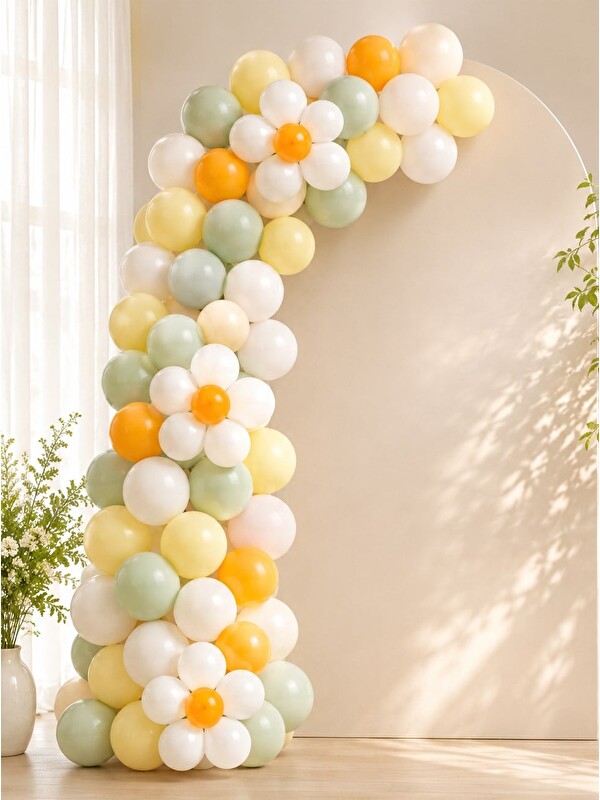 Parti Adresi Papatya Temalı Balon Zincir Seti Doğum Günü Balon Seti