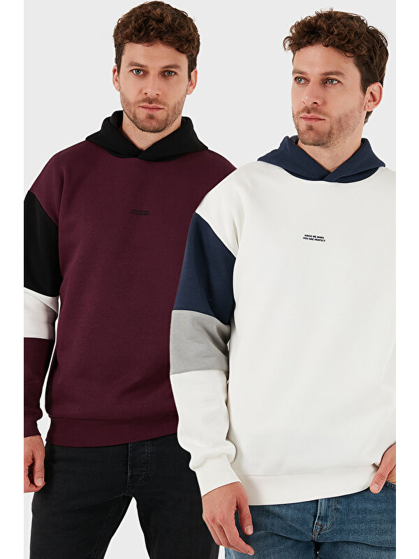 Buratti Pamuklu Relaxed Fit Kapüşonlu İçi Tüylü Yumuşak Şardonlu 2' li Paket Sweat 5905299S2