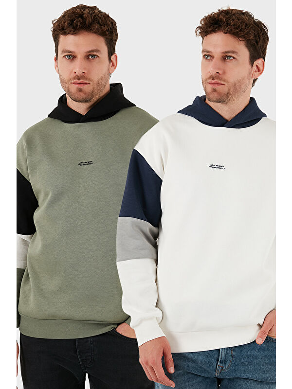 Buratti Pamuklu Relaxed Fit Kapüşonlu İçi Tüylü Yumuşak Şardonlu 2' li Paket Sweat 5905299S2