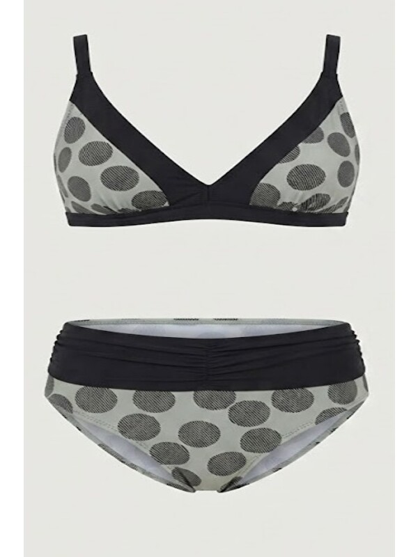C&City Yüksek Bel Toparlayıcı Bikini Takım 3146 Siyah/Gri