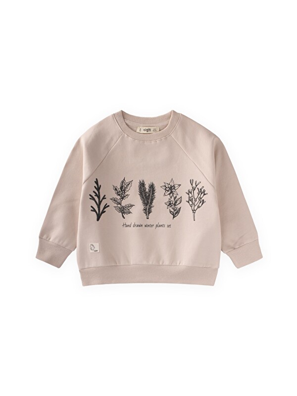 CİGİT Ağaç Baskılı Sweatshirt 1-7 Yaş Kum