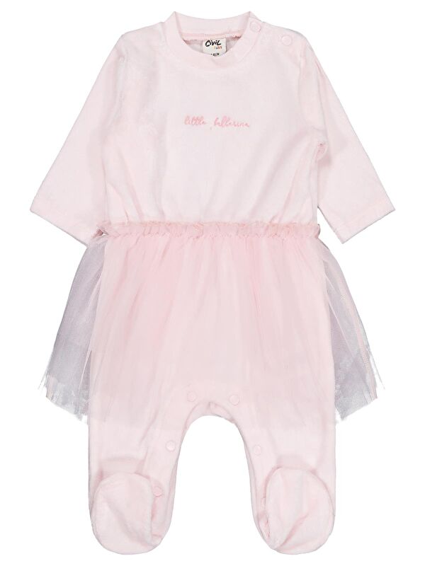 Civil Baby Bel Tüllü Patikli 1-9 Ay Tulum - Pembe 3-6 Ay