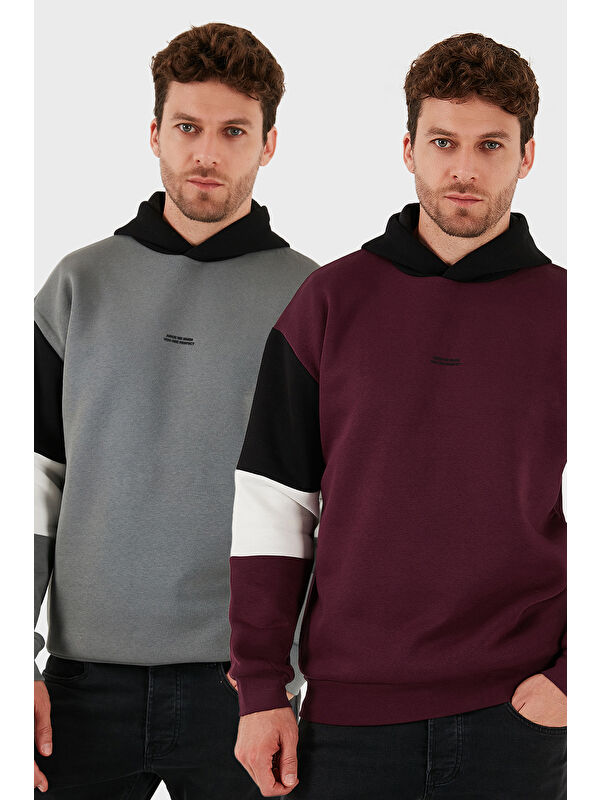 Buratti Pamuklu Relaxed Fit Kapüşonlu İçi Tüylü Yumuşak Şardonlu 2' li Paket Sweat 5905299S2