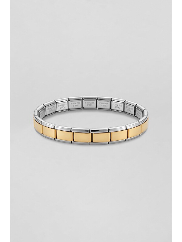 Abluka Online Unisex İtalyan Stil Esnek Çelik Bileklik Gold