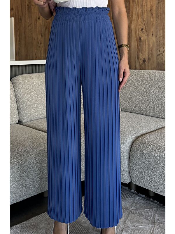 Gülseli Kadın Bel Lastikli Piliseli Bol Kesim Pantolon