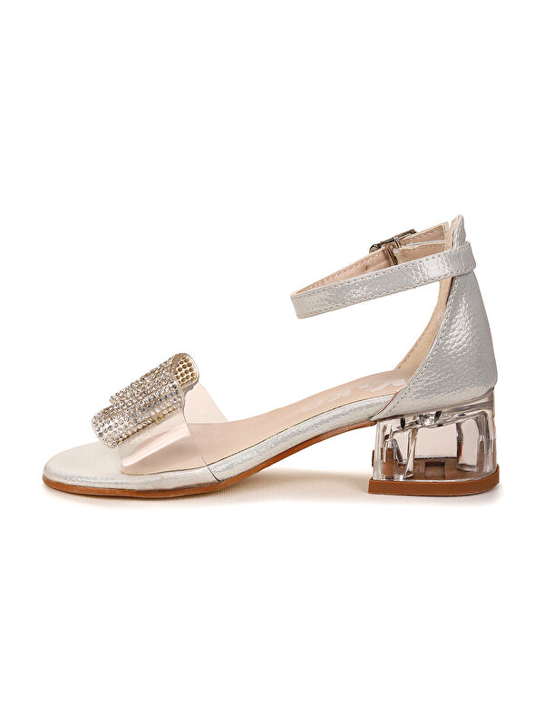 Tire Vakko Kız Çocuk 4 Cm Şeffaf Topuklu Sandalet Abiye Ayakkabı - Görsel 3