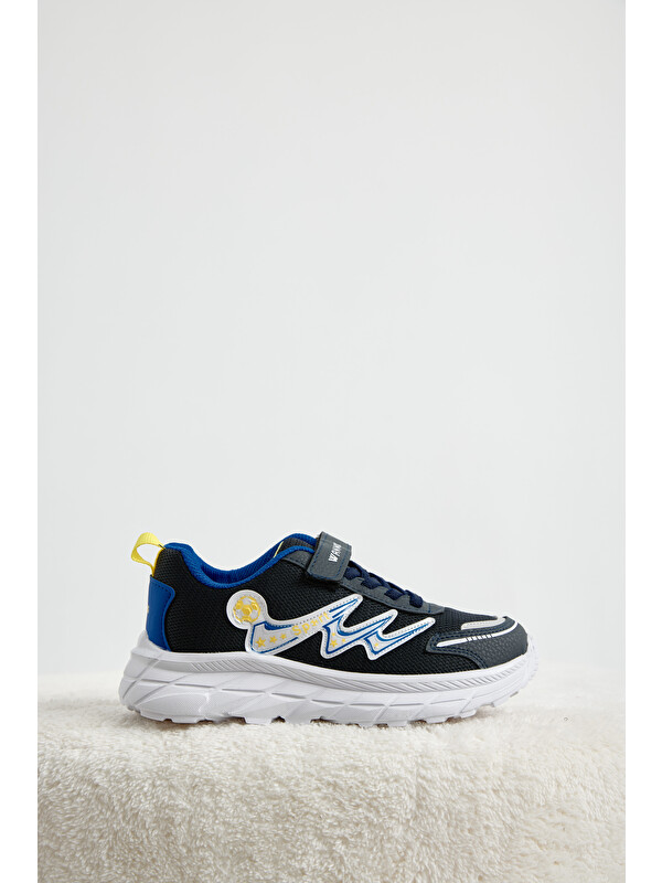 TONNY BLACK Çocuk Unisex Lacivert Sarı Rahat Kalıp Nefes Alabilen Cırtlı Sneaker