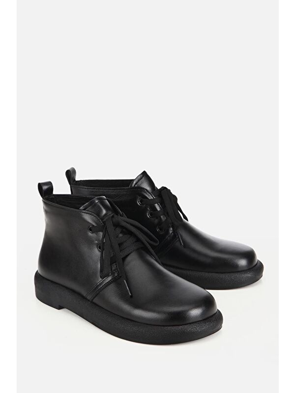 Yaya By Hotiç Siyah Yaya By Hotiç Yaya By Kadın Deri Bağcıklı Düz Bot