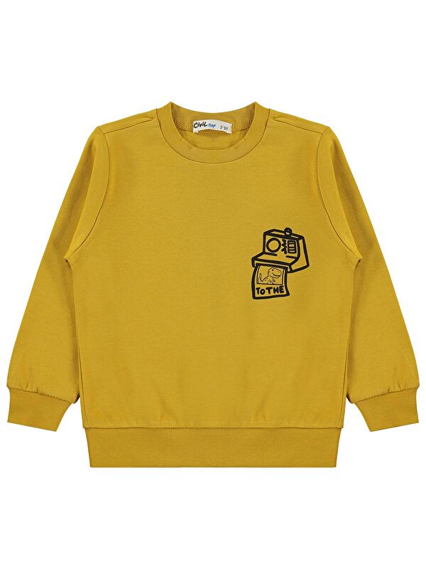 Civil Boys Fotoğraf Makinesi Baskılı 2-5 Yaş Sweatshirt - Hardal 2-3 Yaş