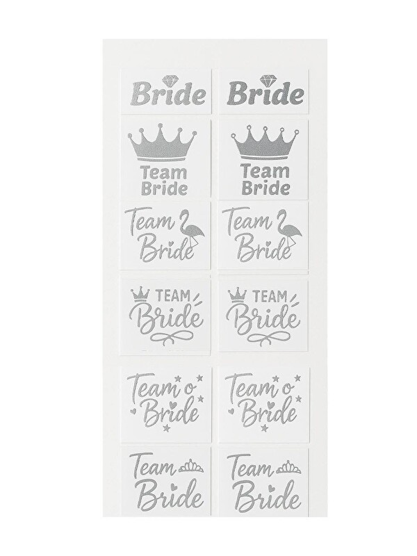 Parti Adresi Bekarlığa Veda Partisi Karışık Dövme Seti Bride Team Bride Dövme Gümüş 12'li