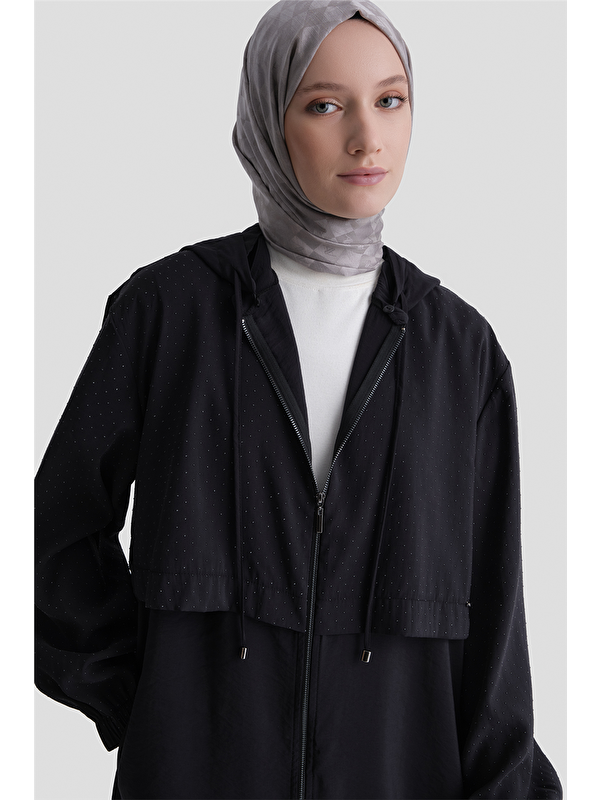 ARMİNE Kapüşonlu Modal Karışımlı Kap Siyah