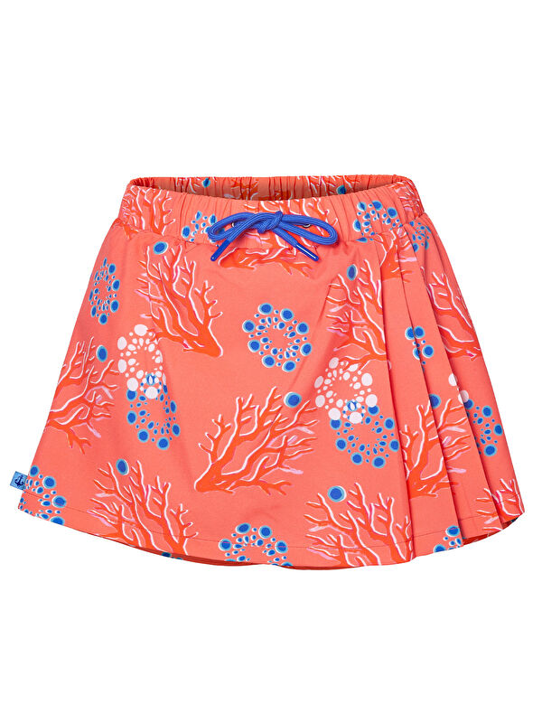 Anemoss Mercan Kadın Şort Etek – Lastikli Bel, Bağcıklı, Pembe Desenli Yazlık Skort
