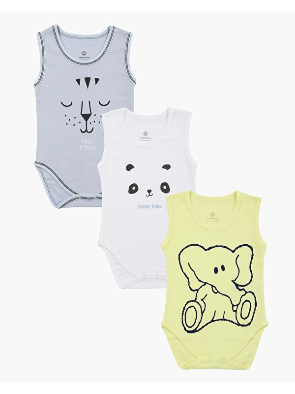 Luggi Baby Bisiklet Yaka Erkek Bebek Atlet Çıtçıtlı Body 3'lü