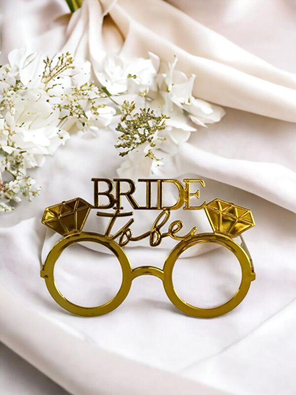 Parti Adresi Bride to be Bekarlığa Veda Partisi Gözlüğü Tek Taşlı Bride Gözlük Altın