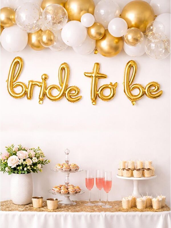 Parti Adresi El Yazılı Bride To Be Folyo Balon Altın