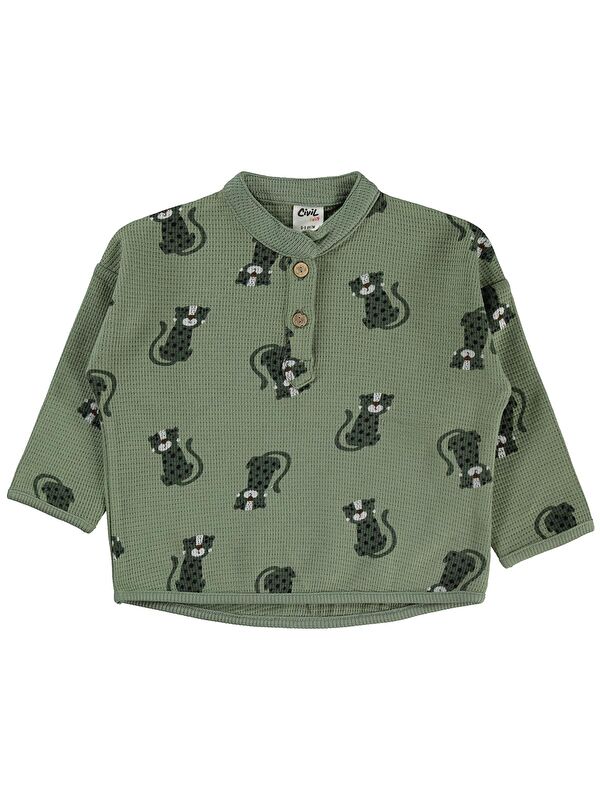 Civil Baby Cute Tiger Baskılı 6-18 Ay Sweatshirt - Haki 12-18 Ay