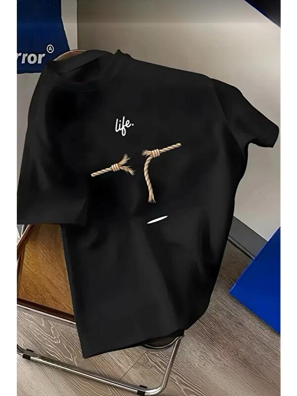 Oksit Life Design Minimalist İllüstrasyon Baskılı Unisex Oversize Tişört