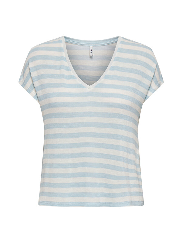 Only Onlliran Regular Fit Çizgili V Yaka T Shirt 15369780