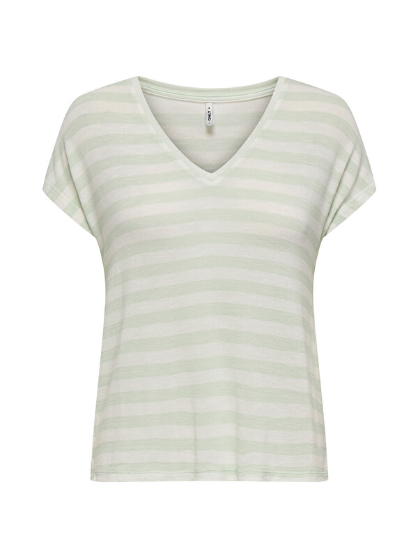 Only Onlliran Regular Fit Çizgili V Yaka T Shirt 15369780