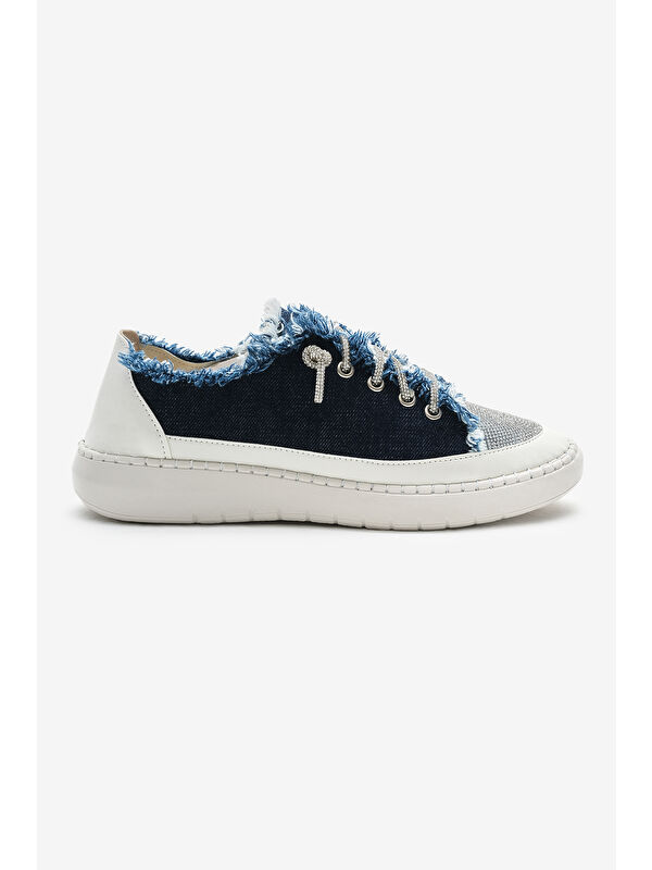 Tonny Black Yeşil Tonny Black Poli Taban Kadın Denim Kumaş Taşlı Bağcıklı Spor Ayakkabı