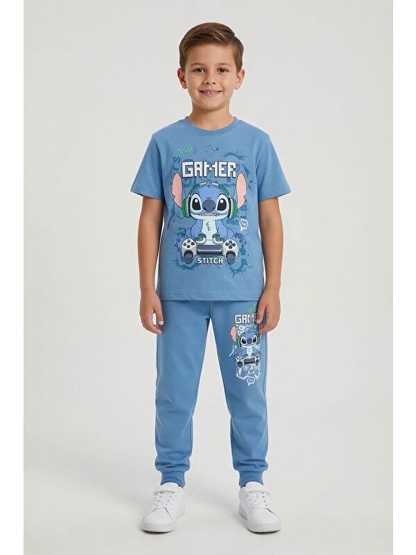 Cansın Mini Mavi Gamer Karakter Baskılı Tişörtlü Erkek Çocuk Eşofman Takımı 23875