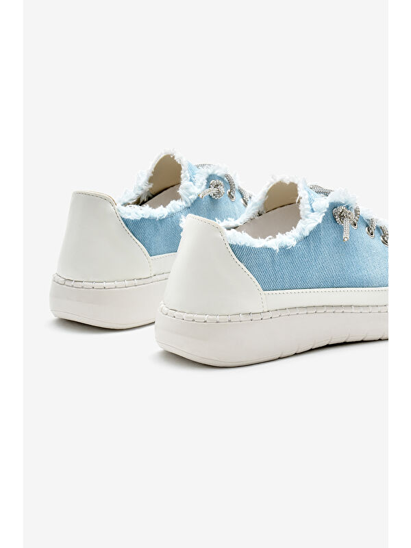 Tonny Black Yeşil Tonny Black Poli Taban Kadın Denim Kumaş Taşlı Bağcıklı Spor Ayakkabı