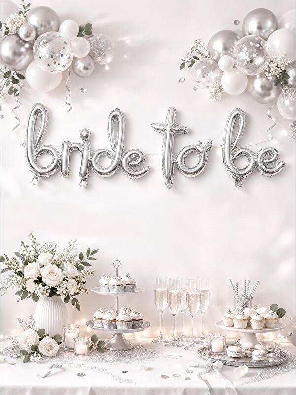 Parti Adresi El Yazılı Bride To Be Folyo Balon Gümüş