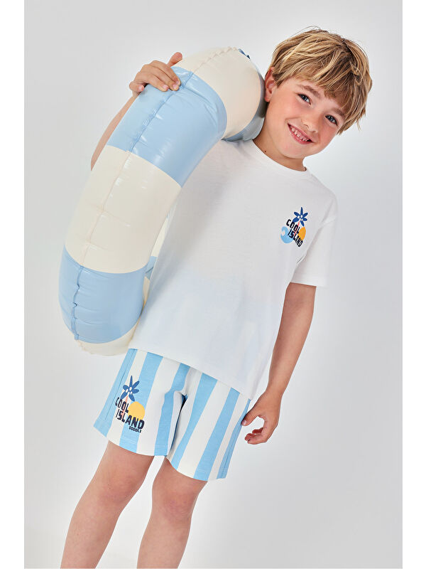 Boboli Çizgili Desenli Şort 2-6 Yaş Mavi
