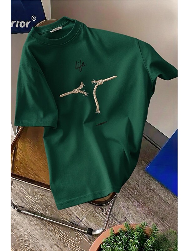 Oksit Life Design Minimalist İllüstrasyon Baskılı Unisex Oversize Tişört