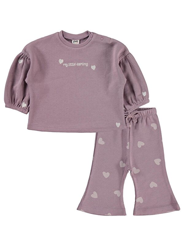 Civil Baby Kalp Baskılı 6-18 Ay Takım - Lila 9-12 Ay