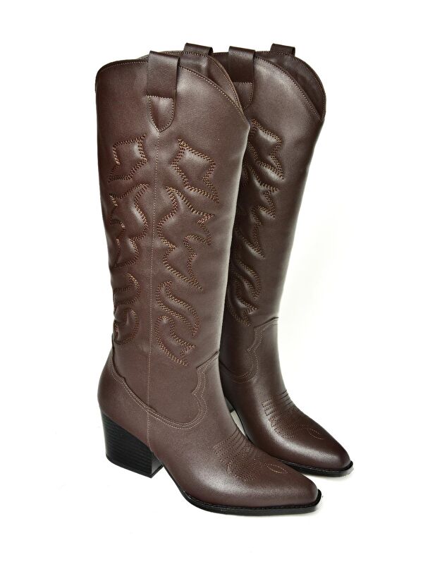 T296815009 Kahverengi Kadın Çizme - Görsel 4