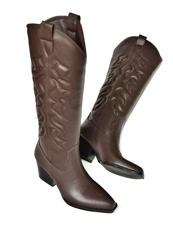 T296815009 Kahverengi Kadın Çizme - Görsel 6