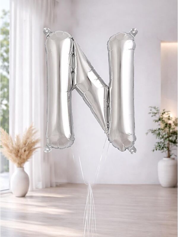 Parti Adresi Harf Folyo Balon N Harfi Gümüş Renk 76 Cm