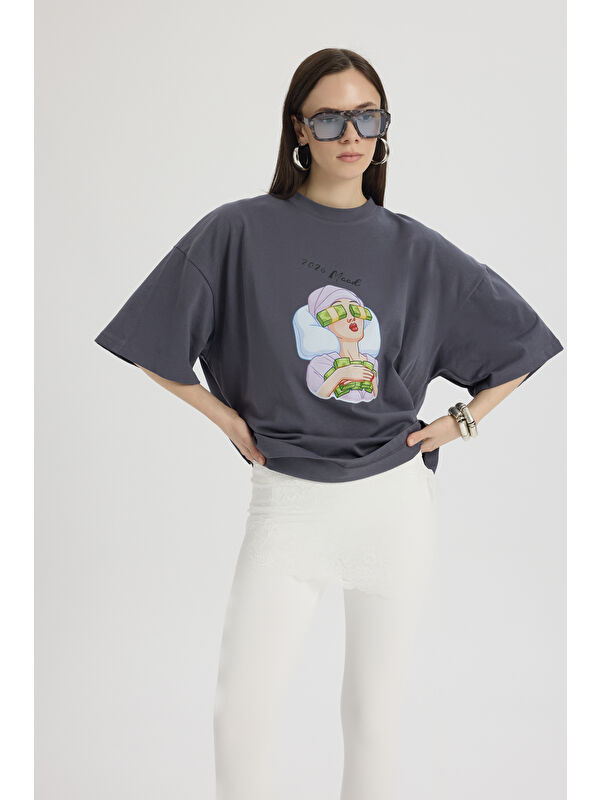 Mai Collection Mood Oversize Füme T-Shirt
