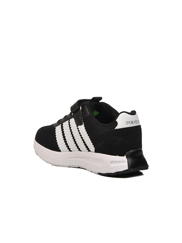 Siyah Beyaz Cırtlı Erkek Çocuk Spor Ayakkabı 1876 F - Görsel 5