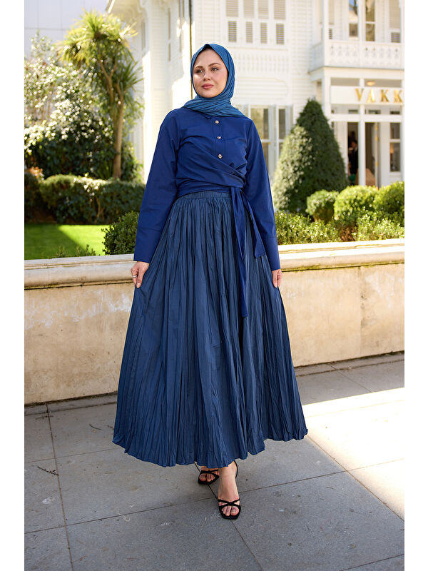 Locco Moda Kadın Önden Bağlamalı Gömlek Lacivert
