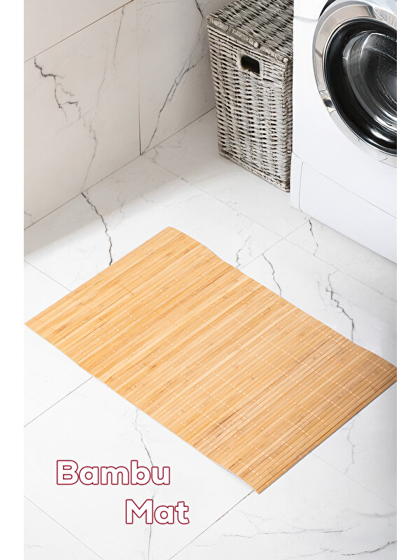 Porsima Pbt-374 Ahşap Bambu Paspas Kaymaz Banyo Matı 45x70cm